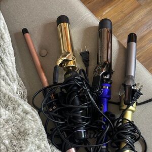 Gold and Black Curling Iron Set with straightener bundle of 5